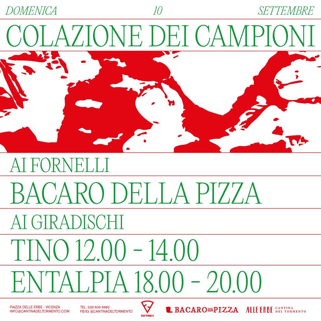 Domenica 10 settembre: Colazione dei Campioni con "Il Bacaro della Pizza"