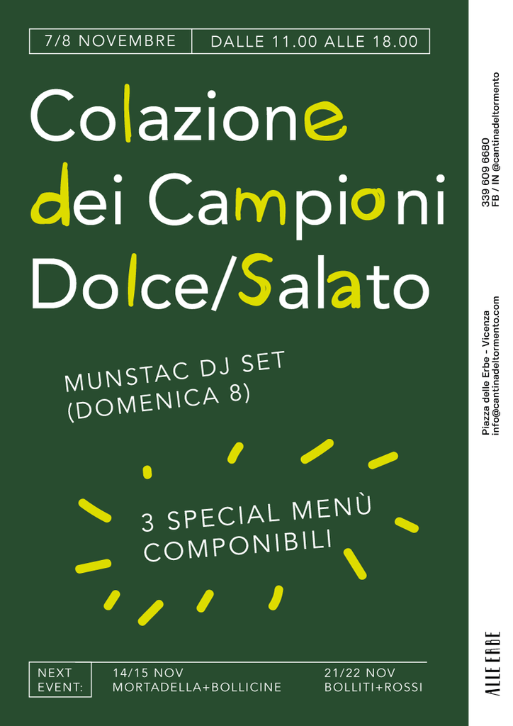 LA COLAZIONE DEI CAMPIONI - DOLCE/SALATO // 7 - 8 novembre 2020