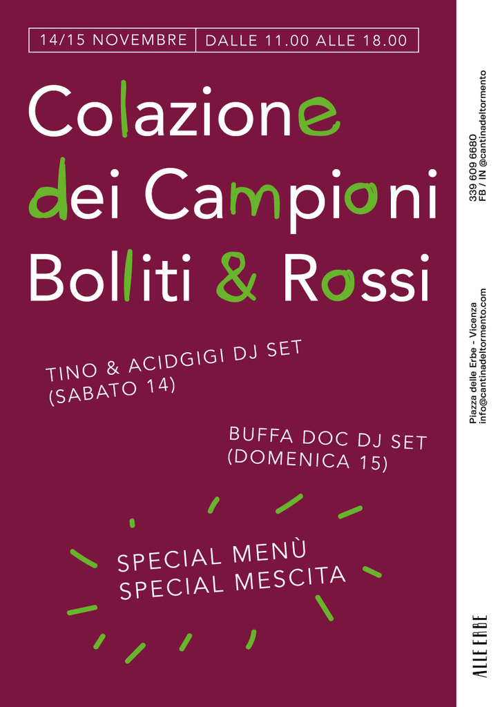 LA COLAZIONE DEI CAMPIONI - BOLLITI & ROSSI // 14 - 15 novembre 2020